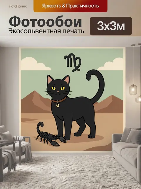 Фотообои Черный кот и скорпион