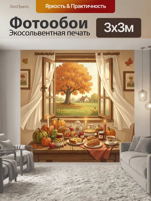 Фотообои Осенний вид из окна