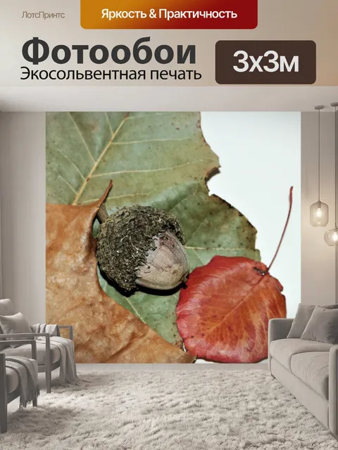 Фотообои Бур желудь на осенних листьях