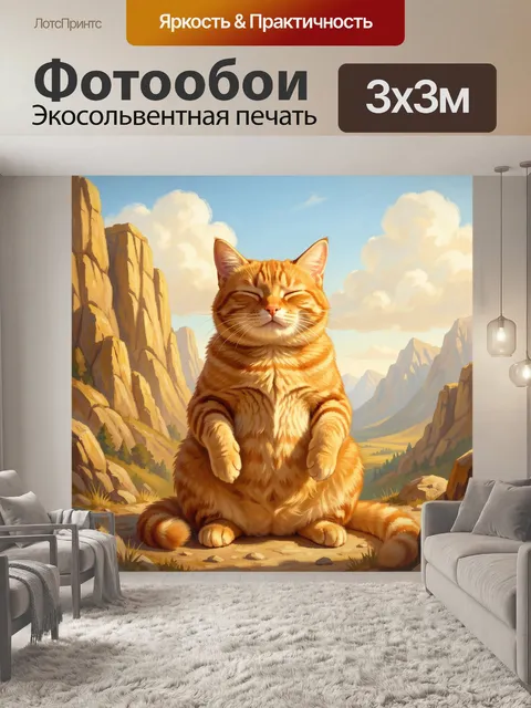Фотообои Рыжий полосатый кот в горах