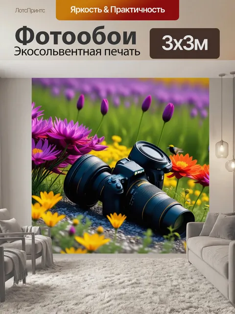 Фотообои журавли в окружении редких цветов