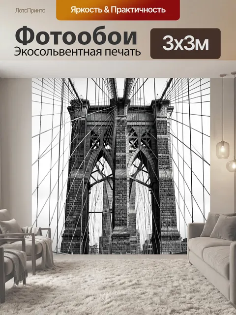 Фотообои Черно-белый вид на Бруклинский мост