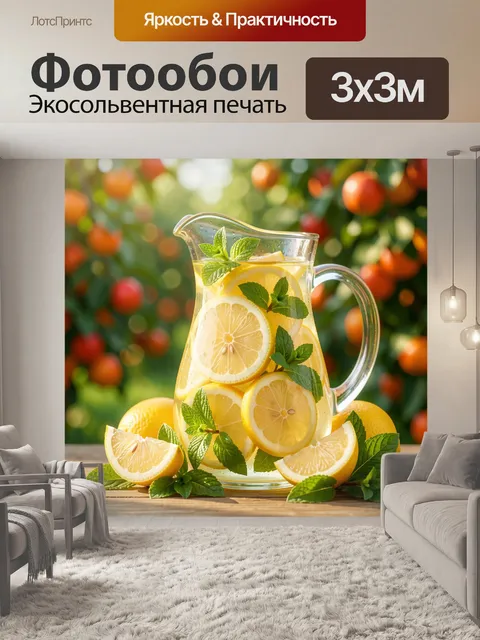 Фотообои Цитрусовый напиток с дольками лимона