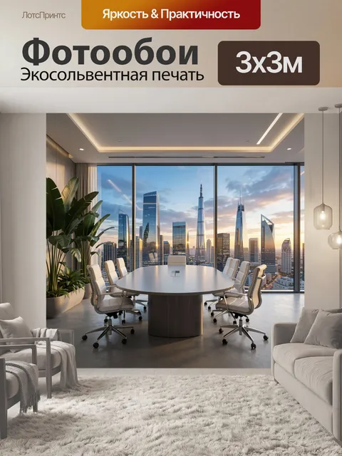 Фотообои Современный офис с панорамой города