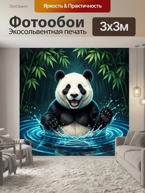 Фотообои Веселая панда в лесу