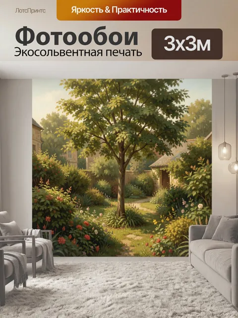 Фотообои Солнечный сад с деревом