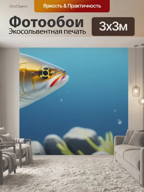 Фотообои пейзаж с рыбками минимал