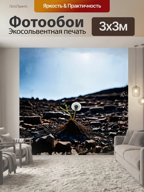 Фотообои растение одуванчика растет вниз по скалистому склону