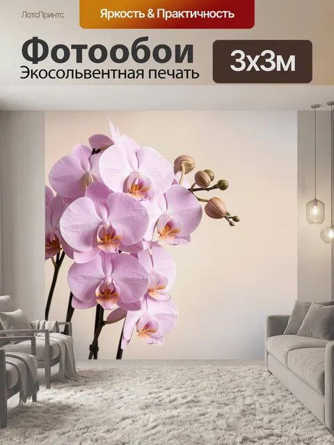 Фотообои Розовые орхидеи на светлом фоне