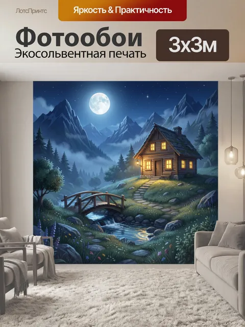 Фотообои Лунная ночь в горах