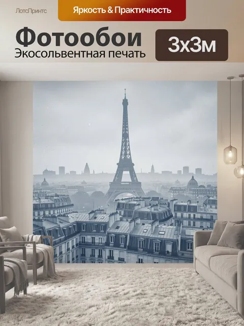 Фотообои Силуэт Парижа с Эйфелевой башней
