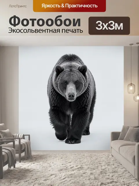 Фотообои Медведь на светлом фоне