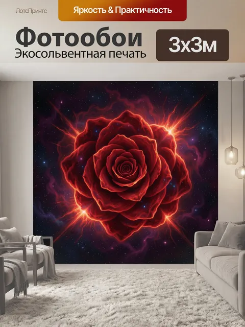 Фотообои Космическая роза в сиянии
