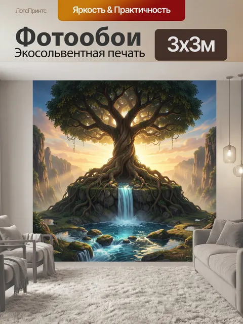 Фотообои Волшебное древо у водопада