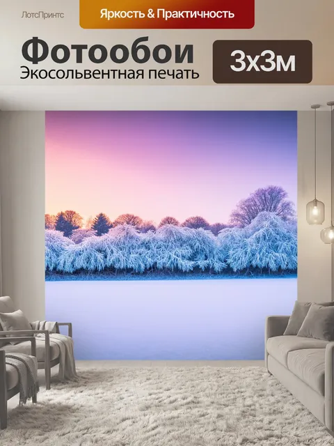 Фотообои градиент зимнего пейзажа с инеем