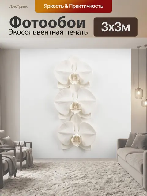 Фотообои Белые орхидеи на светлом фоне