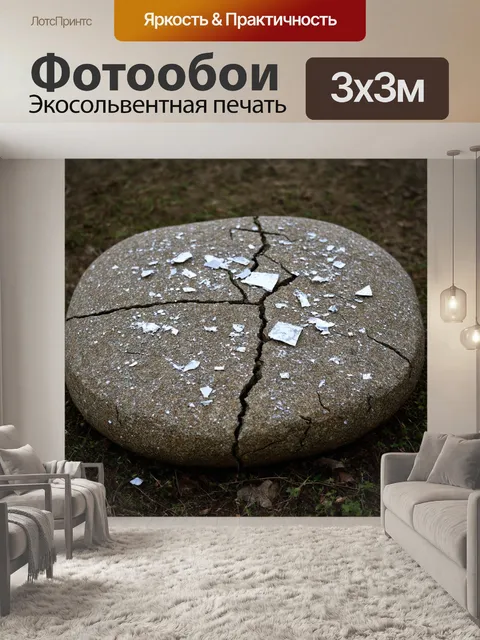 Фотообои камень, где потрескавшаяся поверхность, усеянная обломками, создаёт метафору для примирения с природой