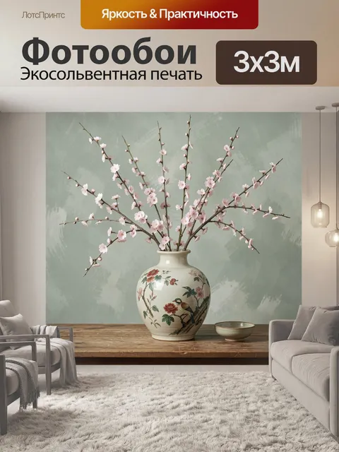 Фотообои Цветущие ветви в керамической вазе