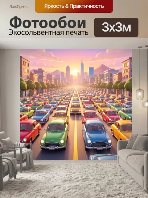 Фотообои Многоцветный ретро-трафик на закате