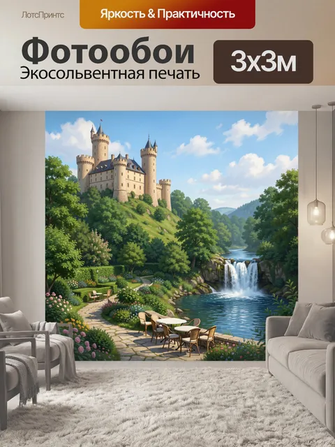 Фотообои Замок над лесной рекой