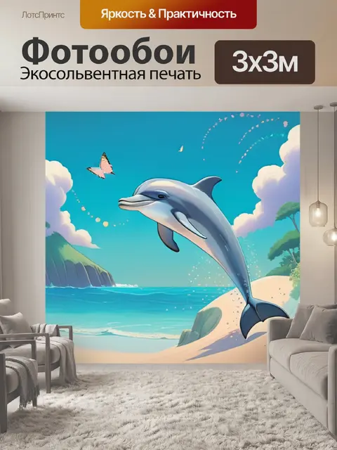 Фотообои дельфин на пляже