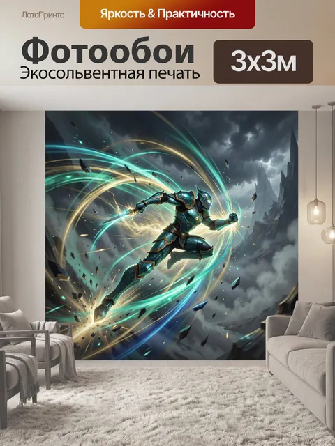 Фотообои Фэнтезийный воин в ярком рывке