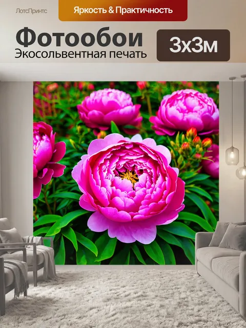 Фотообои пионы в абстрактном художественном стиле