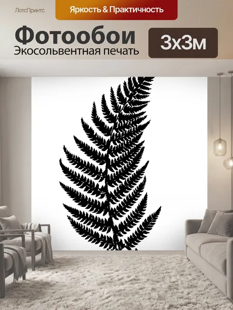 Фотообои Силуэт листьев папоротника Клипарт