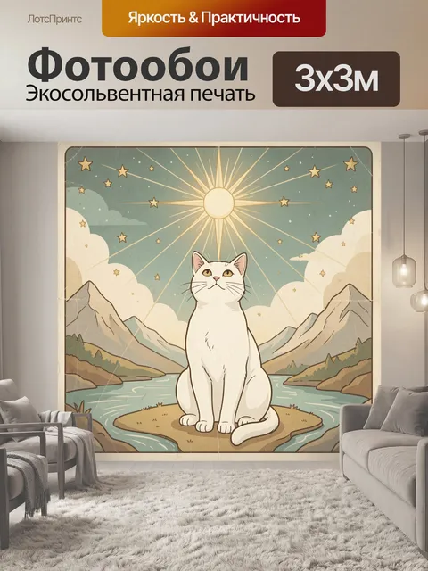 Фотообои Кот под солнцем и звёздами