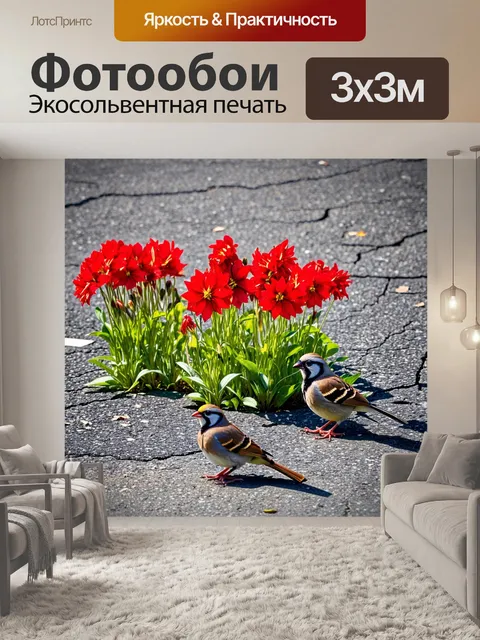 Фотообои вид крупным планом на красные цветы
