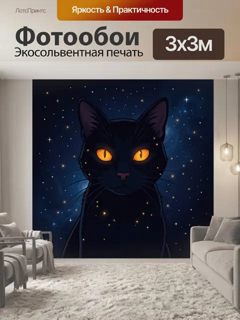 Фотообои Кот-астронавт с огненными глазами