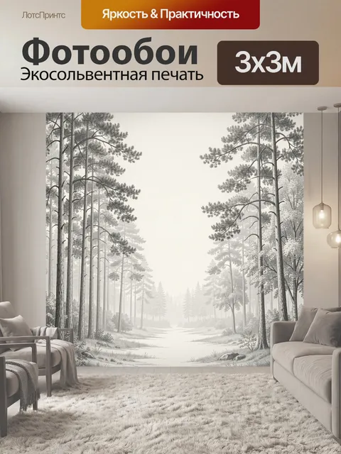 Фотообои Туманный лесной пейзаж