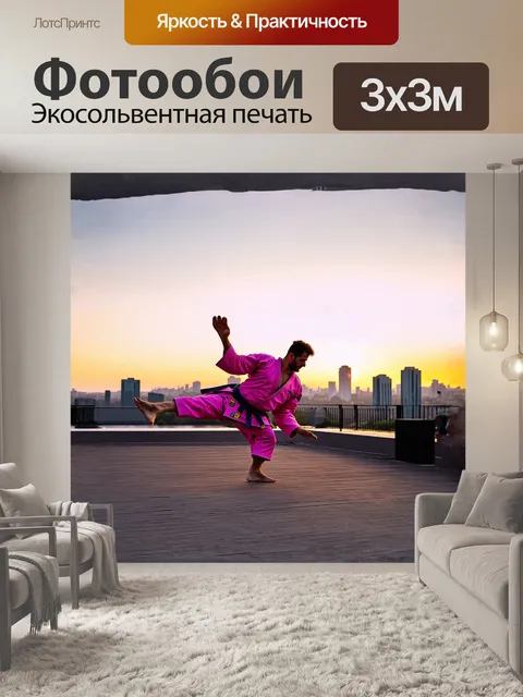 Фотообои на крыше здания во время заката