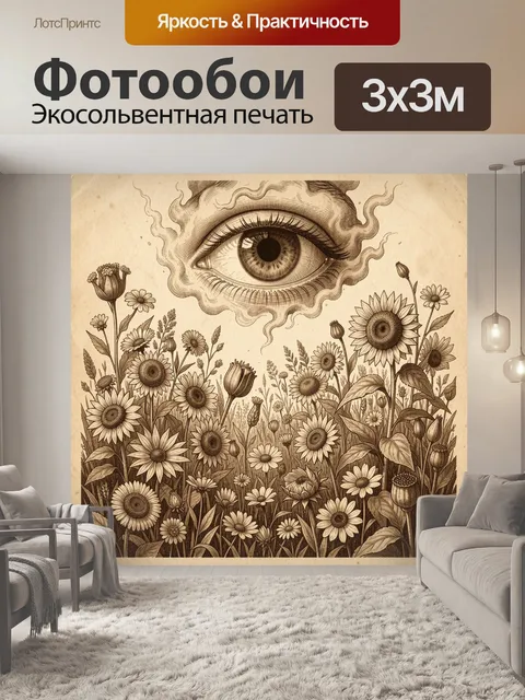 Фотообои Мистический глаз над цветами