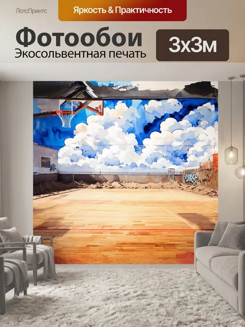 Фотообои на открытом баскетбольном корте