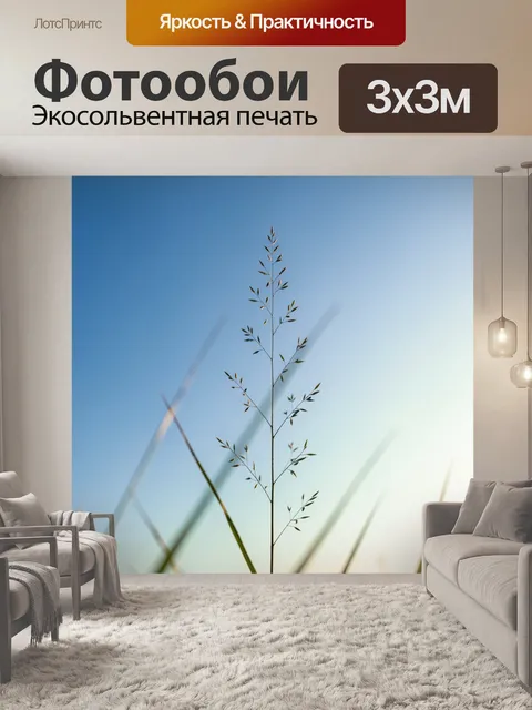 Фотообои Изящный травяной силуэт на небе