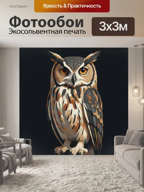 Фотообои Сова на темном фоне