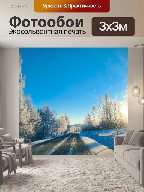 Фотообои Зимняя дорога и деревья