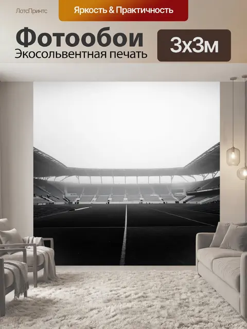 Фотообои стадион арсенал, запечатленный в утреннем тумане, когда все вокруг окутано легкой дымкой