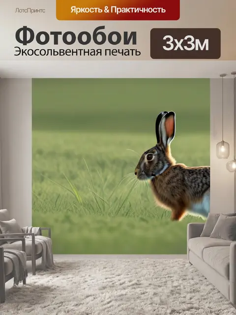 Фотообои пейзаж с зайцами минимал