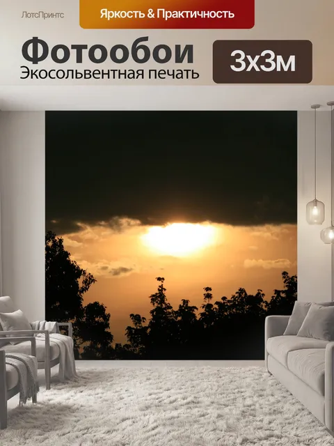 Фотообои наполовину темно закат
