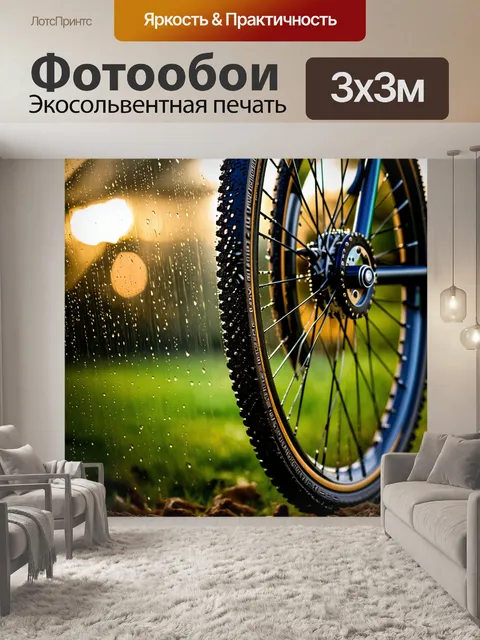Фотообои крупный план грязного колеса велосипеда