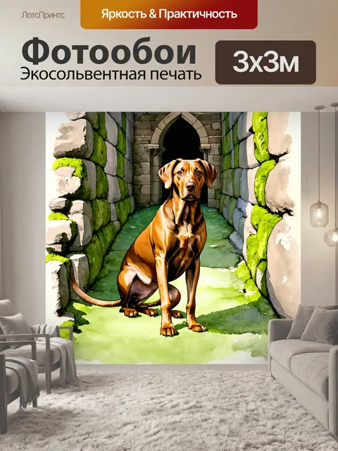 Фотообои величественный родезийский риджбек охраняет древний замок, его взгляд полон достоинства и силы
