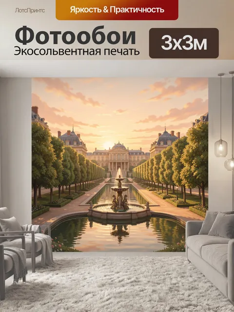 Фотообои Дворцовый сад с фонтаном