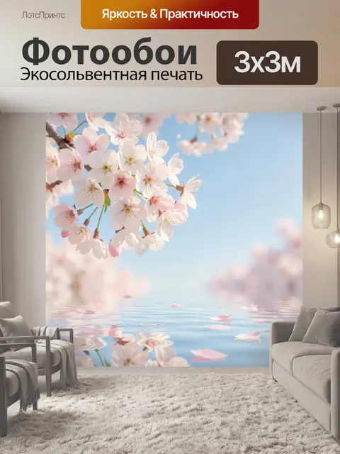 Фотообои Нежные цветы сакуры у воды