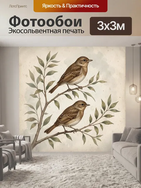 Фотообои Две птицы на ветках