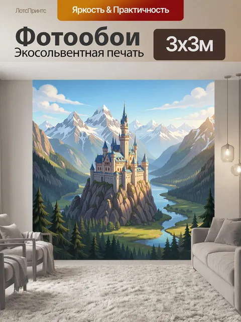 Фотообои Сказочный замок в горах