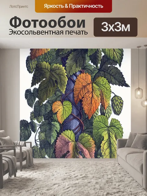 Фотообои Иллюстрация листьев хмеля