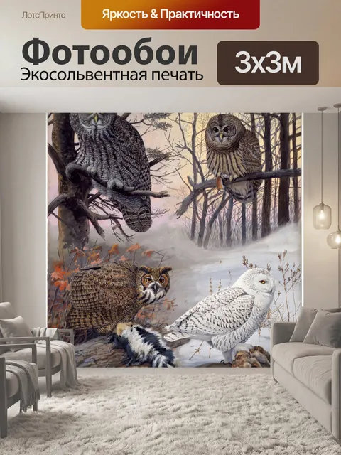 Фотообои Старинные совы художественная роспись