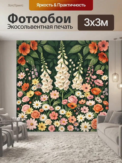 Фотообои Цветочный сад с наперстянкой